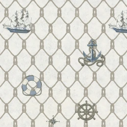 3512-1/Обои/Makario/Jolly/мотив корабли на бело голубом фоне к арт.3513-1,3516-1