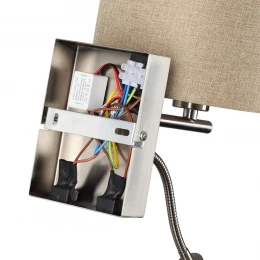 8250/2W MODERNI LN26 527  никель/бежевый, металл/текстиль бра Е14 40W+ LED 3W 4000K 220V NIKKI