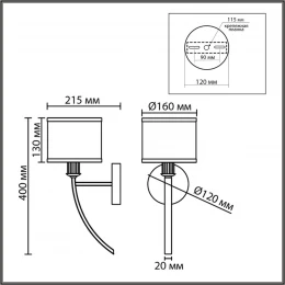 8406/1W MODERNI LN26 000 античная бронза/черный металл/текстиль Бра Е14 40W 220V DEMETRA