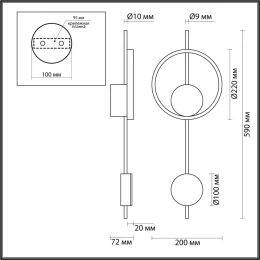 5691/13WL LEDIO LN26 445 белый, чёрный, золотой Настенный светильник LED 13W 3000K 220V MARQUE