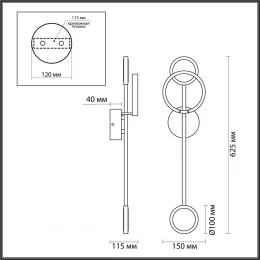 4321/16WL MIDCENT ODL22 453 металл/черный с бронзой Настенный светильник IP20 LED 16W 555Лм 3000K DENZEL