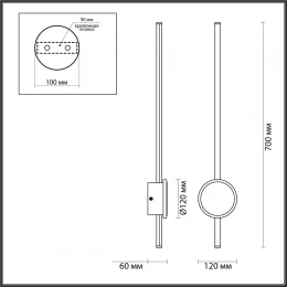 4256/18WL HIGHTECH ODL21 453 черн/бронза/металл Настенный светильник IP20 LED 18W 1152Лм 3000K STILO