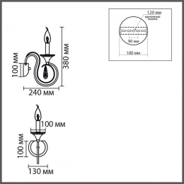 8032/1W CLASSI LN26 084 металл/хрусталь, хром/прозрачный Бра E14 1*40W 220V LAOKA
