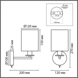 8412/1W NEOCLASSI LN27 153 латунь/белый,  металл/текстиль Бра Е14 40W 220V ECLATE