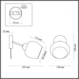 5649/1W COMFI LN23 000 чёрный, бронза Бра E27 1*60W 220V ODELL
