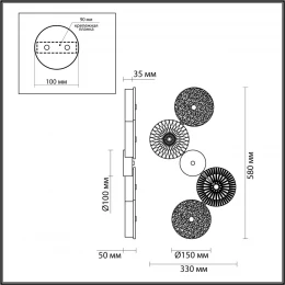 5412/25WL L-VISION ODL_EX23 143 золотой/разноцветный металл/стекло Бра LED 25W 4000K CARAMELLA