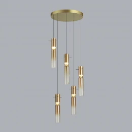 5058/25LA PENDANT ODL24 385 золотой/янтарный/металл/стекло Люстра каскадная LED 5*5W 3000K SCROW
