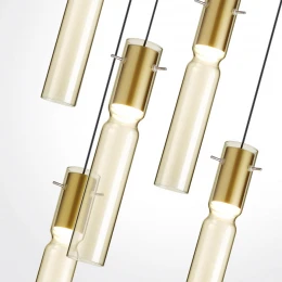 5058/25LA PENDANT ODL24 385 золотой/янтарный/металл/стекло Люстра каскадная LED 5*5W 3000K SCROW
