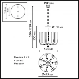 5467/35L MODERN ODL_EX26 049 белый/коричневый/античная бронза/металл/стекло/декор металл Люстра LED 35W (5W*7) 2700K LION