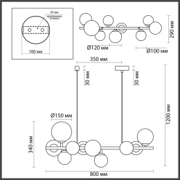 4818/10 MODERN ODL21 537 черный/прозрачный Люстра G9 10*40W TOVI