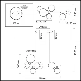 4818/7 MODERN ODL21 537 черный/прозрачный Люстра G9 7*40W TOVI