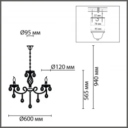 8190/5 CLASSI LN26 094 античная бронза, металл/хрусталь Люстра E14 5*40W 220V LINN