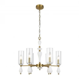 8428/6 NEOCLASSI LN27 177 латунь/белый/прозрачный, металл/керамика/стекло Люстра подвесная  E14 6*40W 220V GALANA