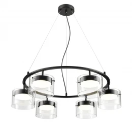 8232/6 COMFI LN26 230 черный/прозрачный, металл/стекло Светильник подвесной LED GX70 6*10W 220V NATALINA