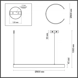 6535/57L LEDIO LN26 266 латунь Светильник подвесной LED 57W  3000/4000/6000К 220V INDIE