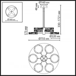 5450/99L L-VISION ODL_EX26 019 молочный/античная бронза/металл/керамика/акрил Люстра LED 99W 2000К/3000K/4000K RIVIERA