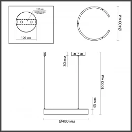 6534/28L LEDIO LN26 265 чёрный Светильник подвесной LED 28W  3000/4000/6000К 220V INDIE