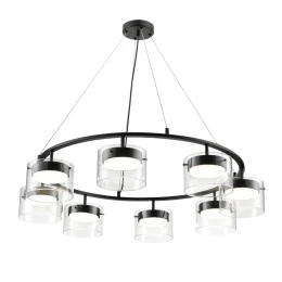 8232/8 COMFI LN26 230 черный/прозрачный, металл/стекло Светильник подвесной LED GX70 8*10W 220V NATALINA