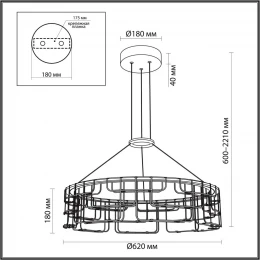 7059/44L HIGHTECH ODL26 287 Подвесной светильник нерж/сталь хром IP20 LED 44W 3960Лм 3000K 220V ZAHA