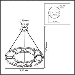 8340/8 MODERNI LN26 254 черный, металл Люстра подвесная LED GX53 8*7W 220V TORINA