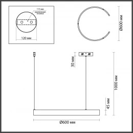 6535/43L LEDIO LN26 266 латунь Светильник подвесной LED 43W  3000/4000/6000К 220V INDIE