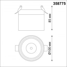 358775 SPOT NT21 458 черный Светильник встраиваемый светодиодный IP20 LED 15W 4000K 1300Лм 100-265V GRODA