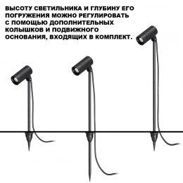 359713 STREET NT25 788 черный Светильник грунтовый с переключ. цв. температуры и мощности IP65 LED 3/6/9W 85-265V 2700К\3200К\4000К LANDSCAPE
