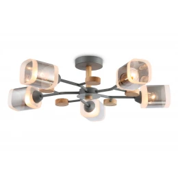 TR3033233/5 GR/LW/SM серый/светлое дерево/дымчатый E27*5 max 60W D700*180