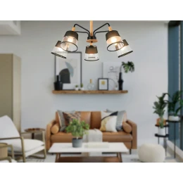 TR4741/5 BK/LW черный/светлое дерево E27/5 max 40W D760*350