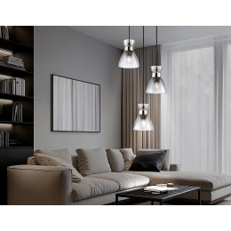 TR3408/3 BK/FGD/SM черный/золото/дымчатый E27/3 max 60W D345*1000