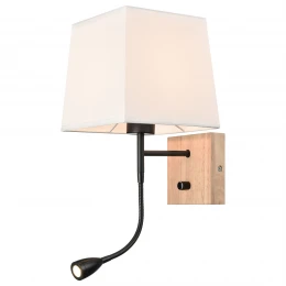 267-711-02 VELANTE Деревянный стиль светильник настенный: E27, 1x40W + LED, 1x1W