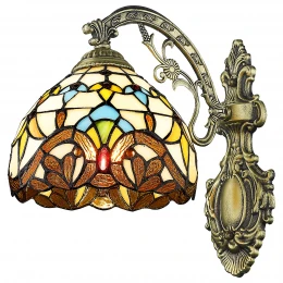 830-801-01 VELANTE Стиль Tiffany светильник настенный: E27, 1x60W